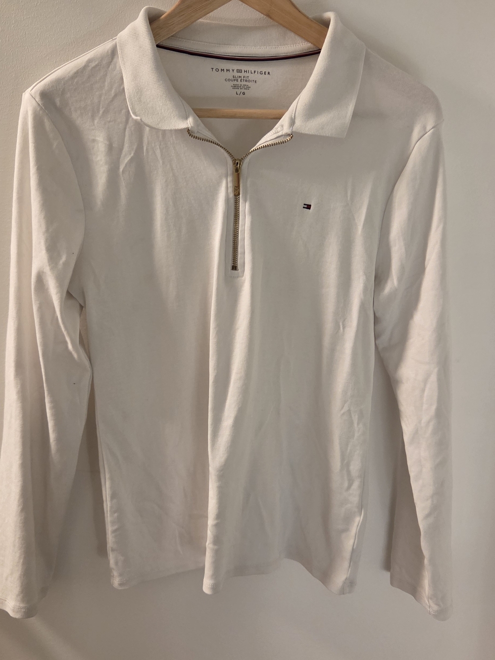 Tommy Hilfiger White Long Sleeve Zip Polo